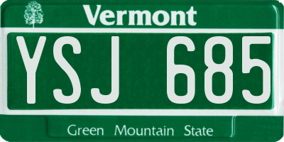 VT license plate YSJ685