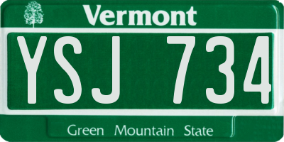 VT license plate YSJ734