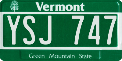 VT license plate YSJ747