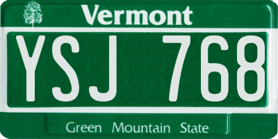 VT license plate YSJ768