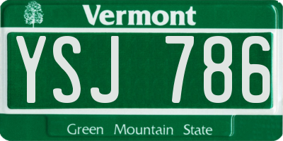 VT license plate YSJ786