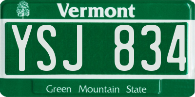 VT license plate YSJ834