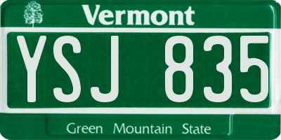 VT license plate YSJ835