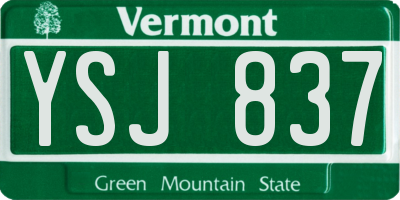 VT license plate YSJ837