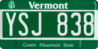 VT license plate YSJ838