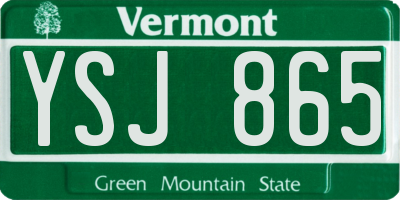 VT license plate YSJ865