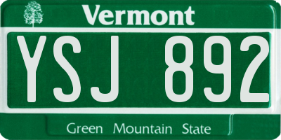 VT license plate YSJ892