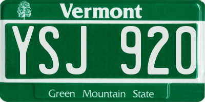 VT license plate YSJ920