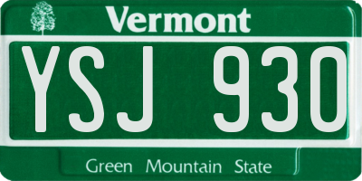 VT license plate YSJ930