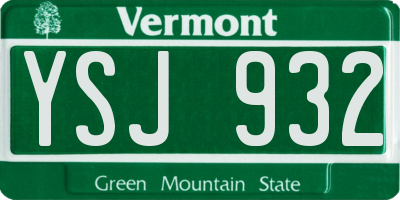 VT license plate YSJ932