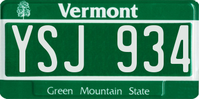 VT license plate YSJ934