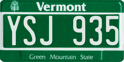VT license plate YSJ935