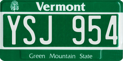 VT license plate YSJ954