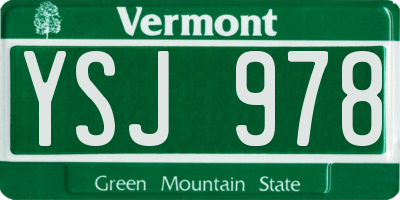 VT license plate YSJ978