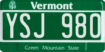 VT license plate YSJ980