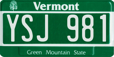 VT license plate YSJ981