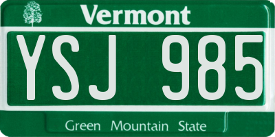 VT license plate YSJ985