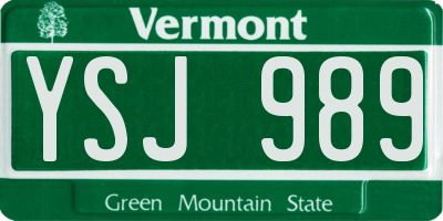 VT license plate YSJ989