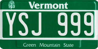 VT license plate YSJ999