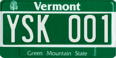 VT license plate YSK001