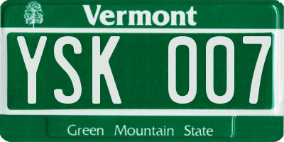 VT license plate YSK007