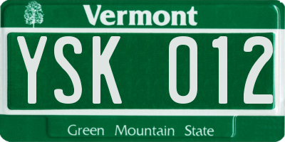 VT license plate YSK012