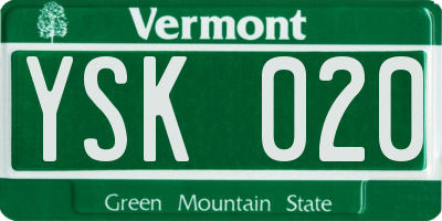 VT license plate YSK020