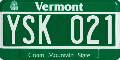 VT license plate YSK021