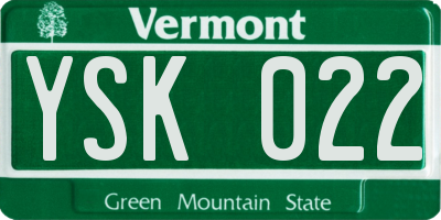 VT license plate YSK022