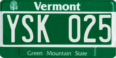 VT license plate YSK025