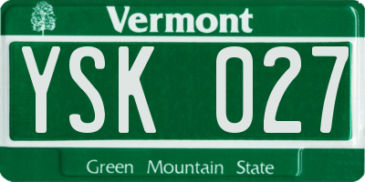 VT license plate YSK027