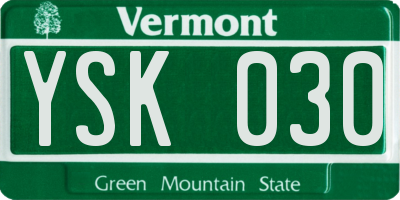 VT license plate YSK030