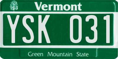 VT license plate YSK031