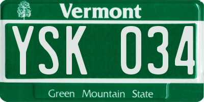 VT license plate YSK034