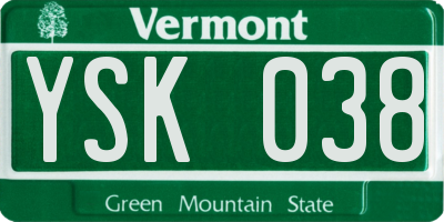 VT license plate YSK038