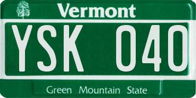 VT license plate YSK040