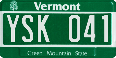 VT license plate YSK041