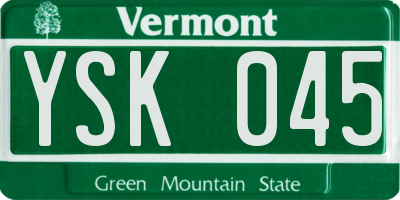 VT license plate YSK045