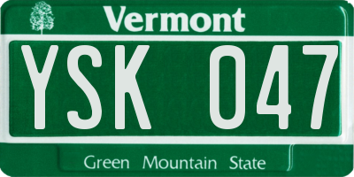 VT license plate YSK047