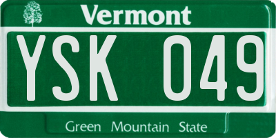 VT license plate YSK049
