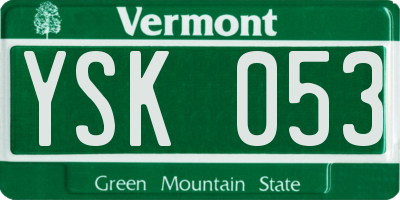 VT license plate YSK053