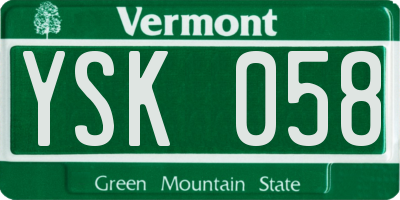 VT license plate YSK058