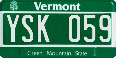 VT license plate YSK059