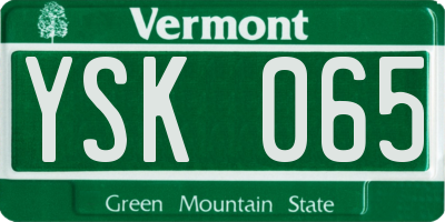VT license plate YSK065