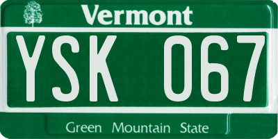 VT license plate YSK067