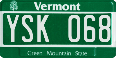 VT license plate YSK068