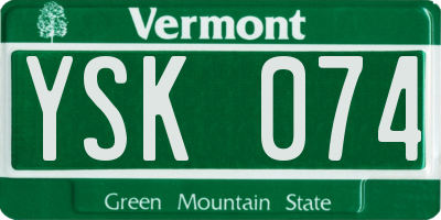 VT license plate YSK074