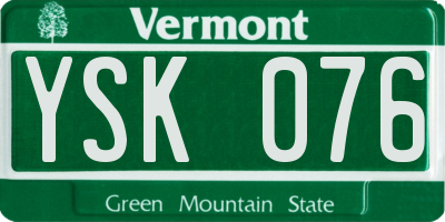 VT license plate YSK076