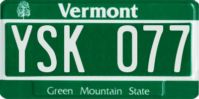 VT license plate YSK077