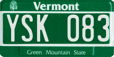 VT license plate YSK083